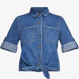 BCBGMaxAzria denim tie front top